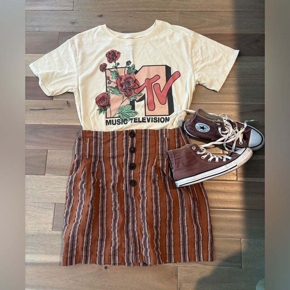 Brown Striped Skirt- miami